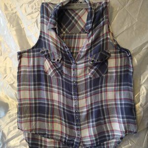 Red / White / Blue Muscle style tank. Open V-neck